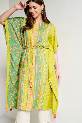 Green Ethnic Motifs Flared Kurta, Green, image 5